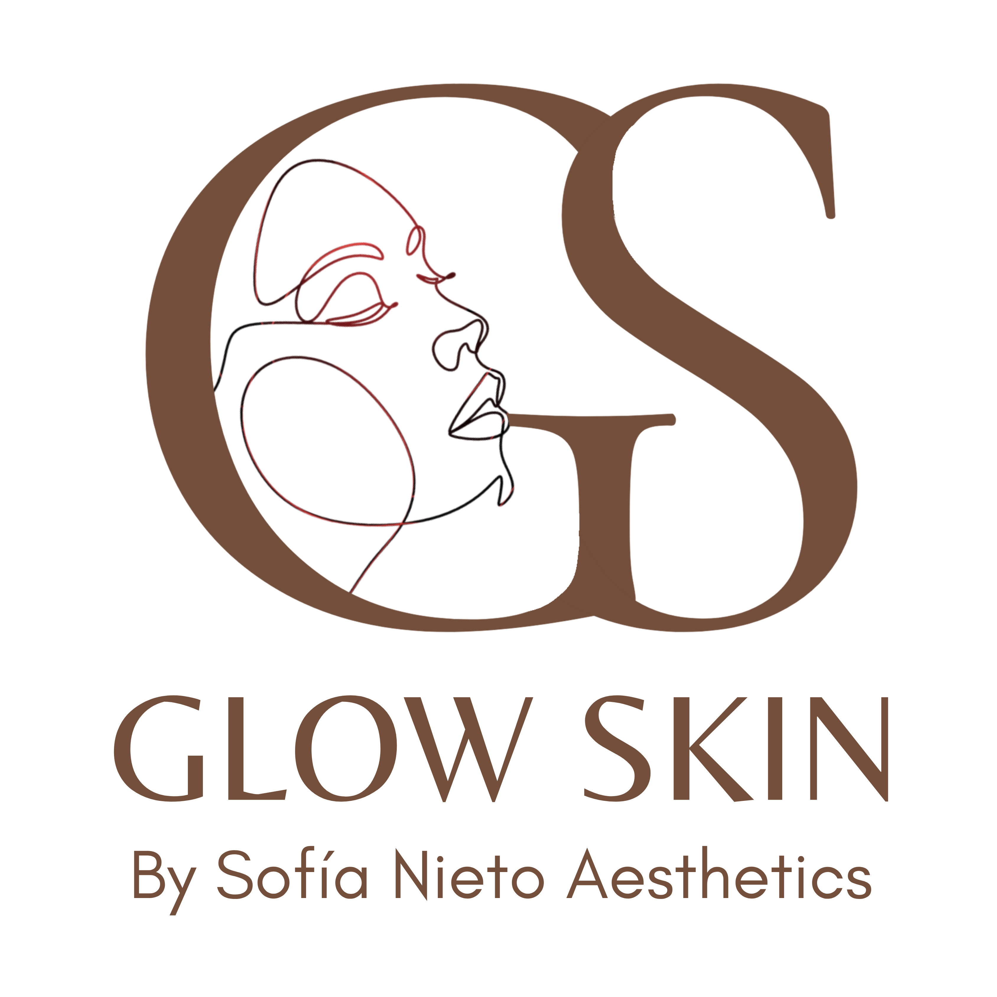 Glow Skin by Sofía Nieto Aesthetics: logo con iniciales GS y perfil facial minimalista